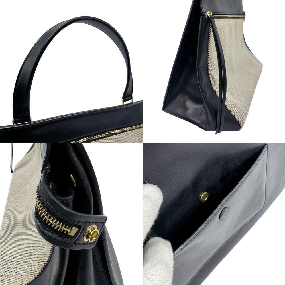 Celine handbag leather canvas Navy Blue beige - Picture 4 of 4